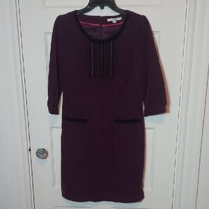 Boden Purple Embroidered Cord Dress